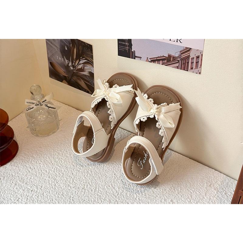 Kinder Sandalen Mädchen Sommer Flache Prinzessin Schuhe Mit Schleife Spitzenbesatz Bequemes Lässiges Design Für Kinder Frühling Und Sommer Mode Schuhe