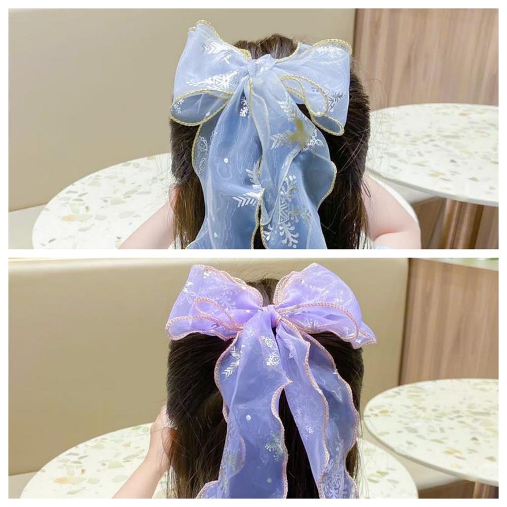 Headwear, Children's Ponytail, Ice and Snow Bow, Ribbon, Princess Mesh Hair Clip, Elsa Princess Braided Hair Accessory