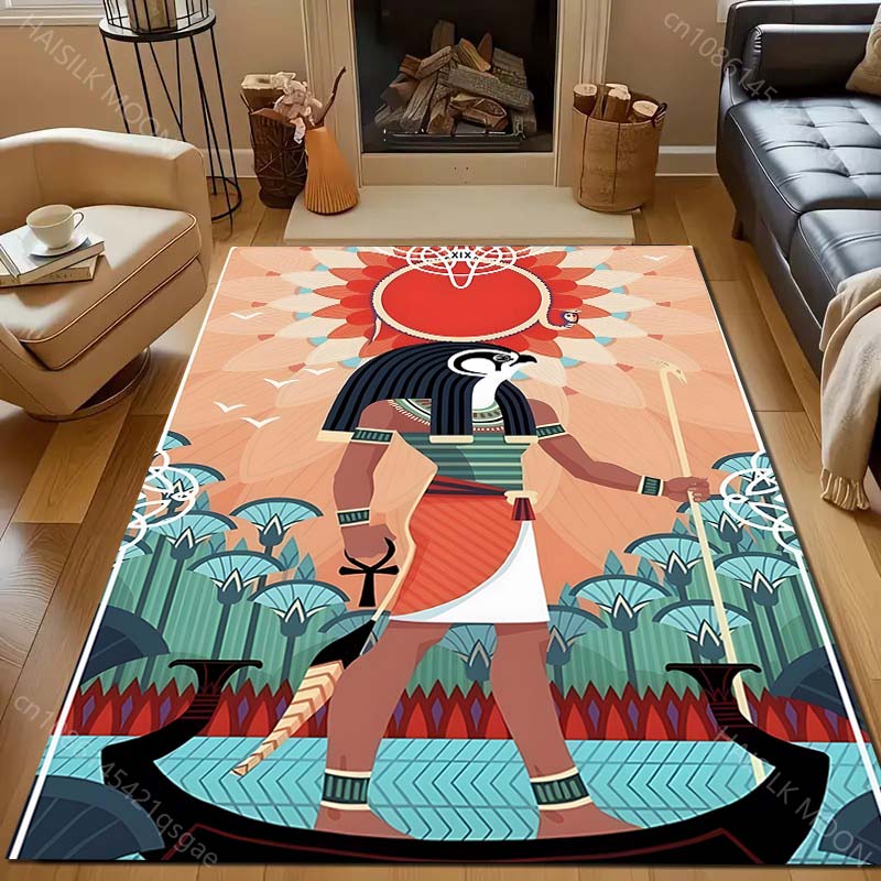 Ancient Egyptian Murals Print Carpet for Living Room Bedroom Sofa Doormat Decor Sofa Area Rug Non-slip Floor Mat for Gifts