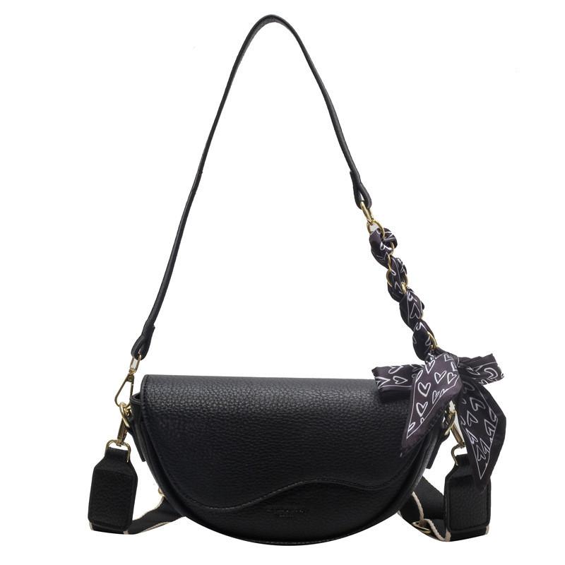 Ielgy Retro Texture Lychee Pattern Ladies Bag All-Match Saddle Bag Commuter Shoulder Mess