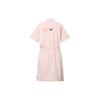 Nike Solid Color Cinched Waist Stand Collar Short Sleeve Dress Women Dress Pink DM6198-601
