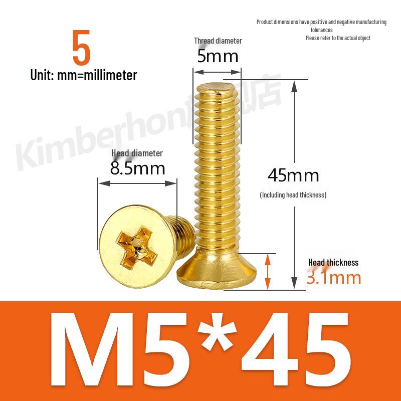 Copper Phillips Countersunk Head Machine Screws, Sizes M2–M4, Lengths 6/8/10/12mm