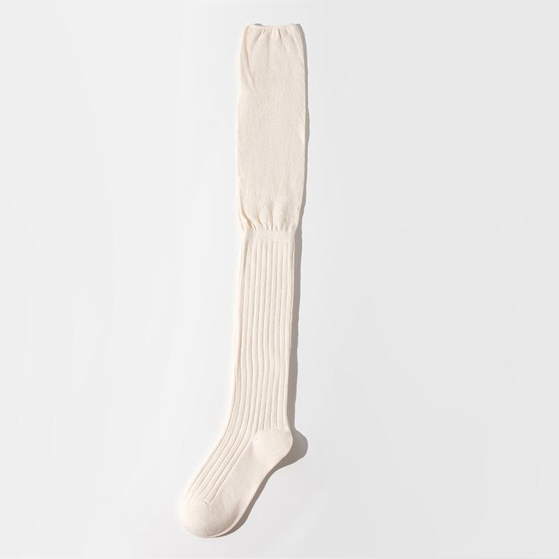 Socks Women'S Knee Socks Autumn And Winter, Thigh Socks Pure Cotton Sweat-Absorbing Japanese Stacking Socks Solid Color Fashion High-Tube Socks