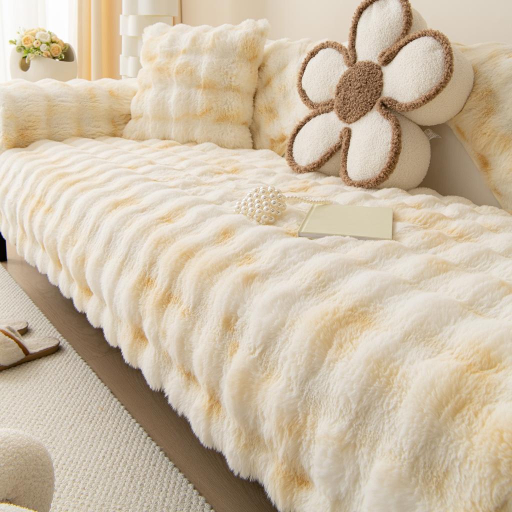 Thicken Imitation Rabbit Fur Plush Sofa Slipcover Non-slip  Soft Sofa Towel Couch Cushion For Living Room Modern Home Decor