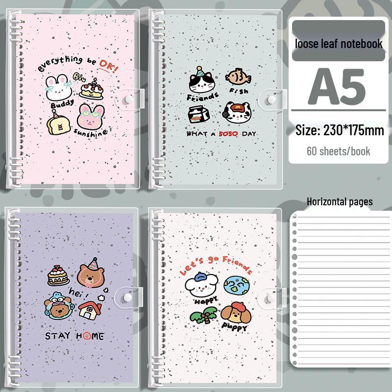 Утолщенный ПВХ Мягкая обложка A5 Чернильные брызги Животное Блокнот Студенческий съемный кольцевой скоросшиватель 960₽