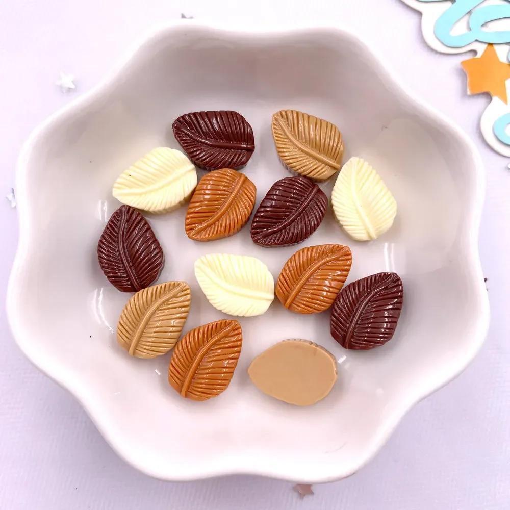 30pcs Mixed Resin Colorful Painted Leafs Flat Back Figurines DIY Bow Scrapbook Christmas Decor Jewelry Making Accessories Crafts