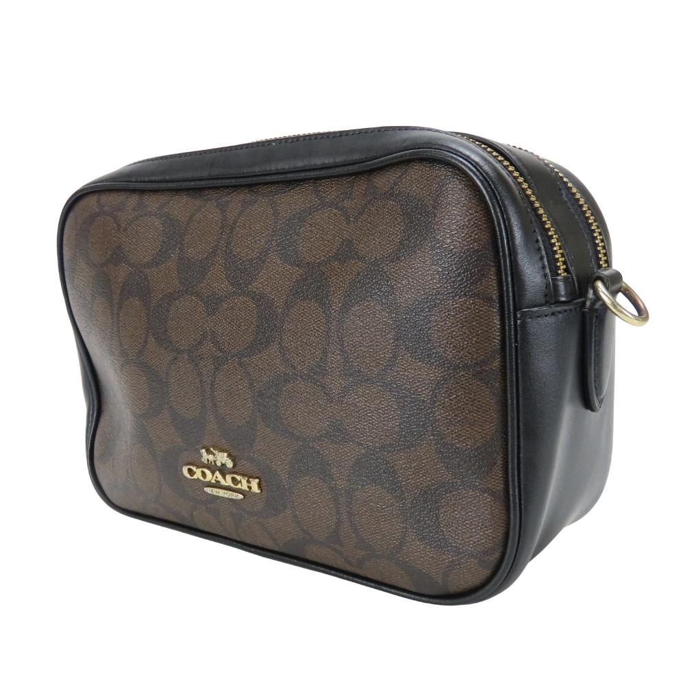 Gebrauchte COACH Umhängetasche Signature F68168 PVC/Leder Dunkelbraun Schwarz Tägliche Nutzung