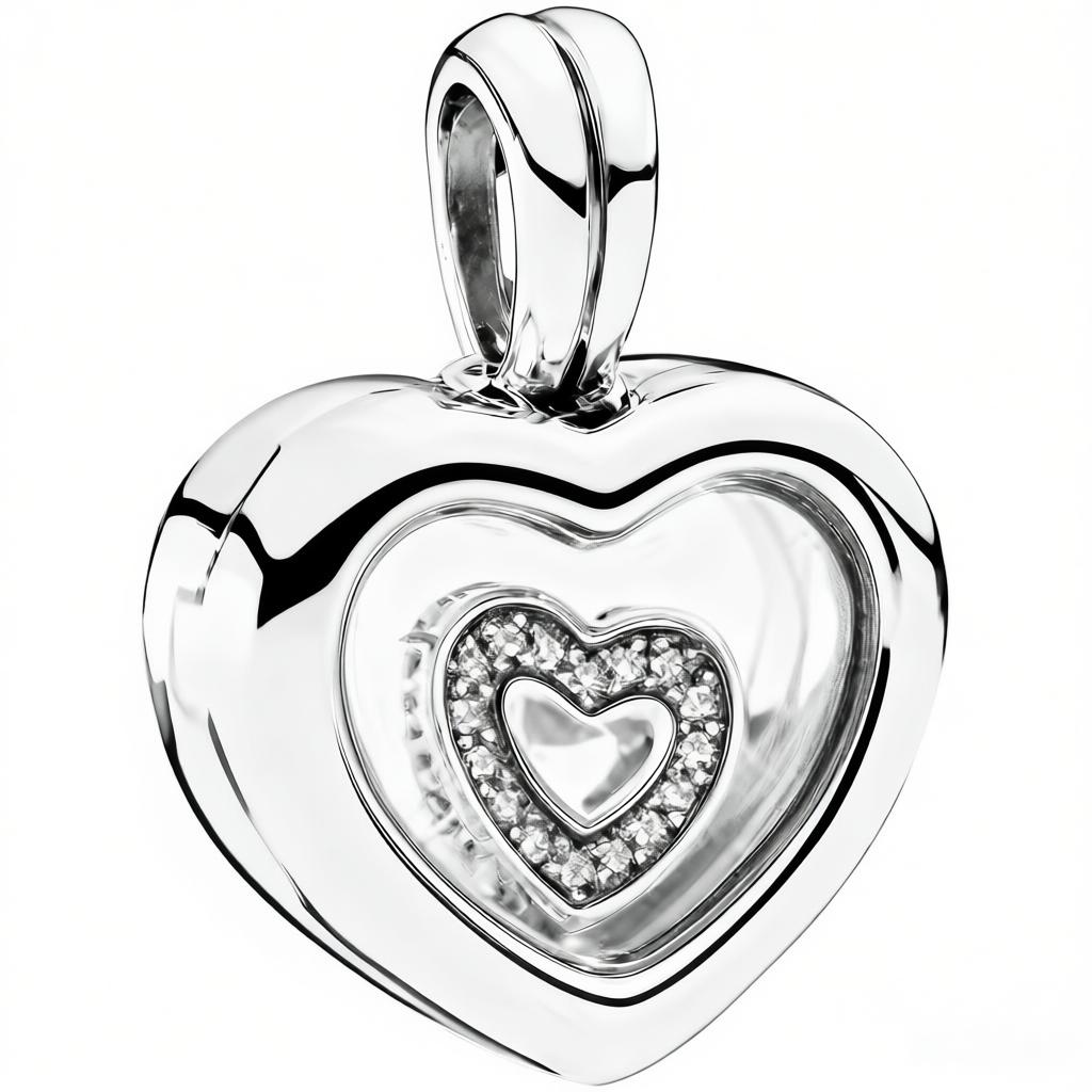 Pandora Heart Design Pendant Women pendants Silver 792111CZ 2*1,Silver