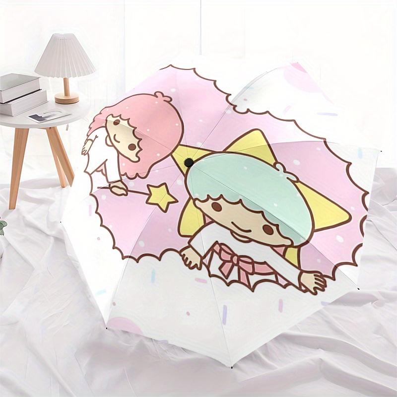 Little Twin Stars, Cloud Automatic opening and closing folding umbrella with 8 rib frame and compact travel design, perfect for all occasion