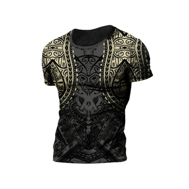 Men's 3D Printed T-Shirt Vintage pattern printing Short Sleeve O-Neck Pullover casual top
