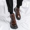 Fashion Men Boots Brown Zipper Ankle Boots Black Motorcycle Boots Handmade Shoes for Men with  Sapato Masculino