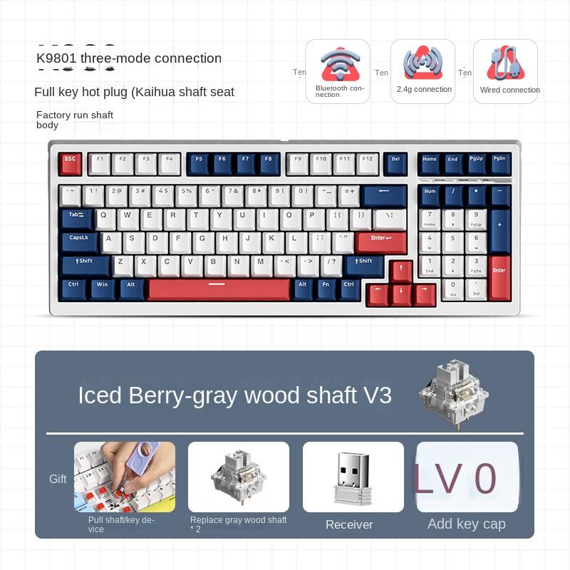 MCHOSE K980: Plně přizpůsobitelná mechanická klávesnice s funkcí Hot-swap s plnou klávesou, bezdrátovým Bluetooth a herní klávesnicí ve třech režimech