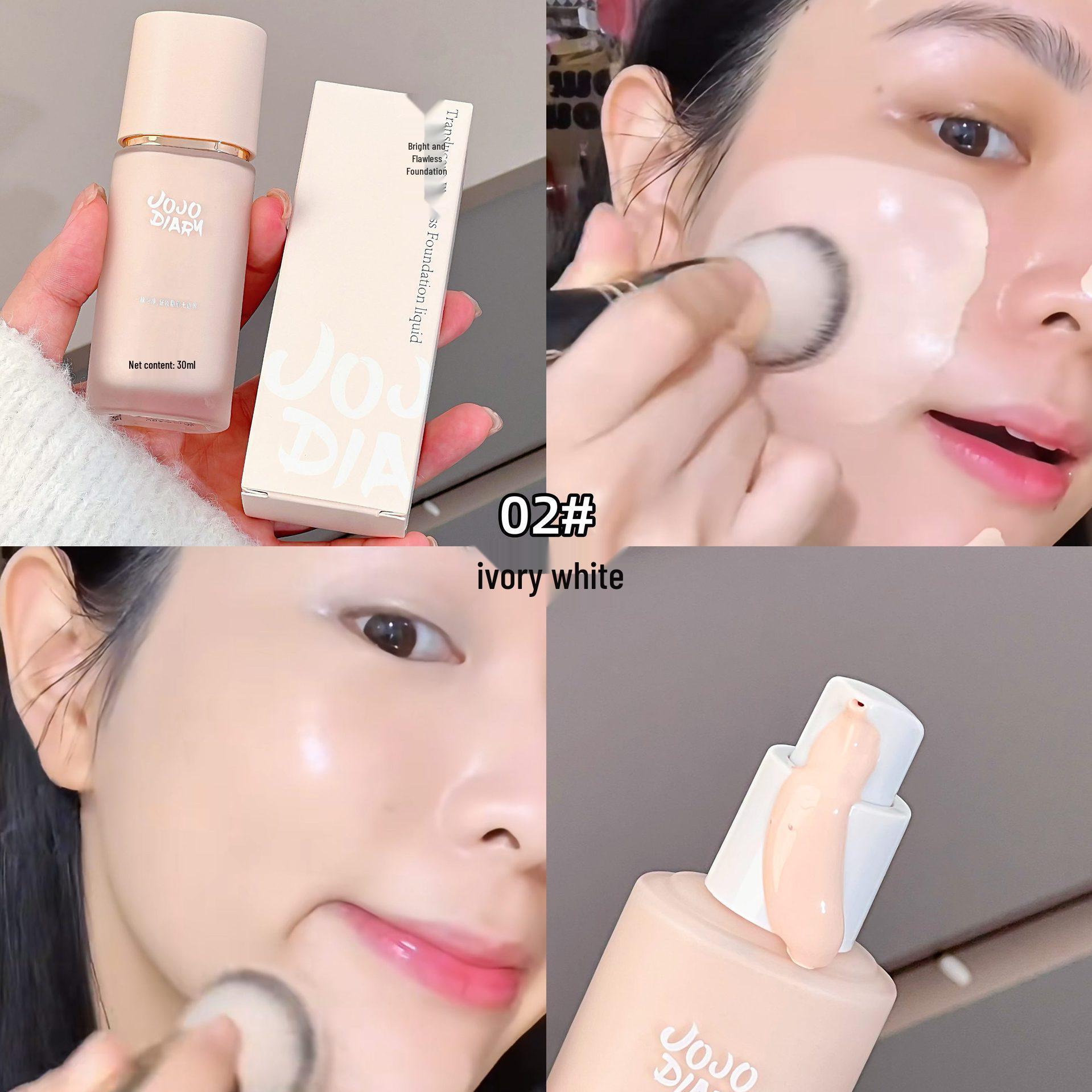 JOJO DIARY Bright & Flawless Long-Lasting Foundation: Creamy, Oil-Control, Waterproof, Sweatproof, & Smudge-Free.