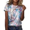Women's Short Sleeved 3D Printed Top Holiday Weekend Basic Round Neck Regular Flower T Shirt
