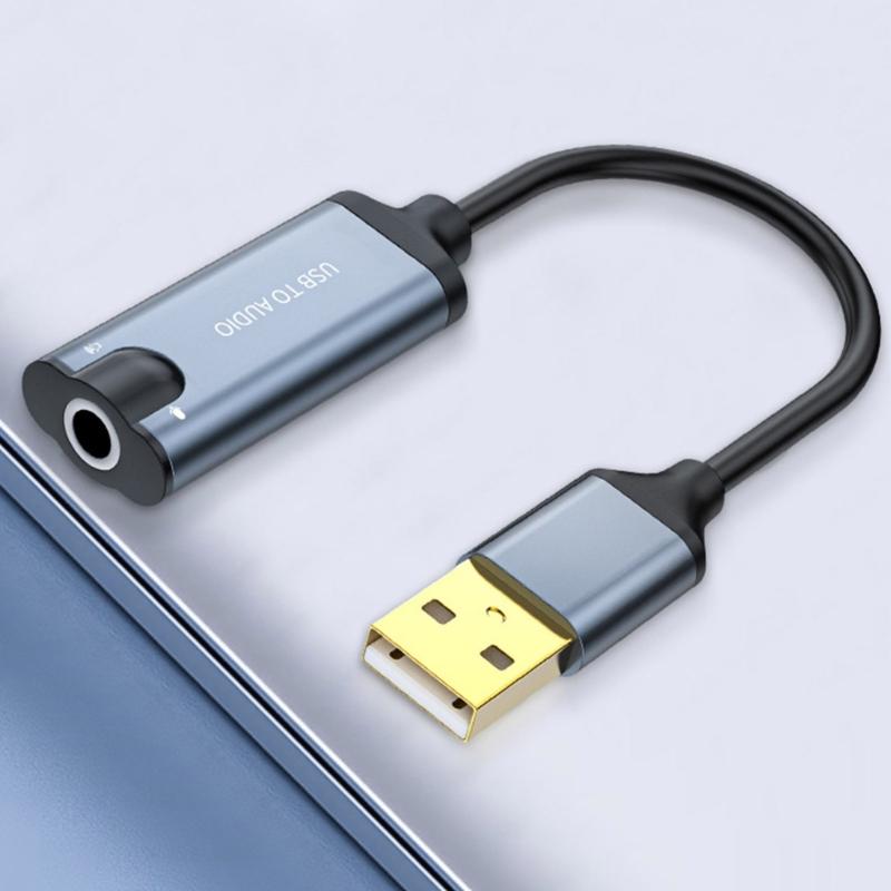 USB Sound Adapter External Stereo Sound Card with 3.5mm Headphone Microphone Port Suitable for PC Mobile Phone Laptop