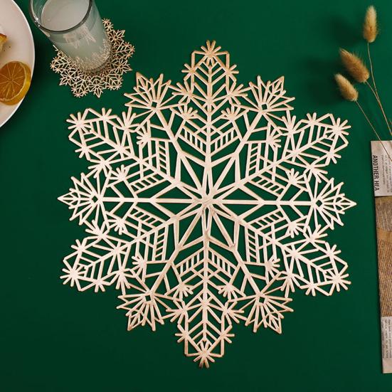 Snowflake Placemat Christmas Table Dining Mat Heat Insulated Cup Coaster Drink Coffee Pad Home Decoration