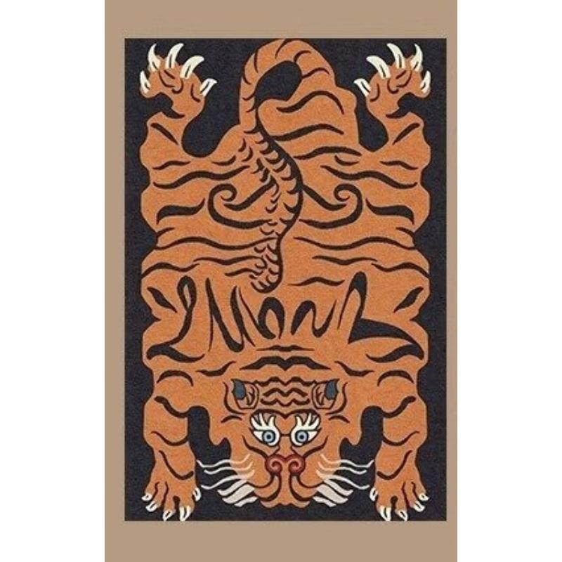 Bedside Soft Bedroom Mat Fluffy Soft Plush Living Room Carpet Large Area Machine Washable Foldable Rug Tiger Stripe Mats