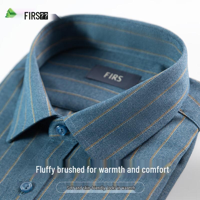 

Мужская деловая рубашка FIRS с начесом, длинным рукавом и полоской M