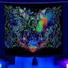 UV Reactive Blacklight Tapestry 2D Flat Printed Fantasy Cosmic Pirate Ship Peach Skin Wall Hanging Fluorescent Bedroom Decor
