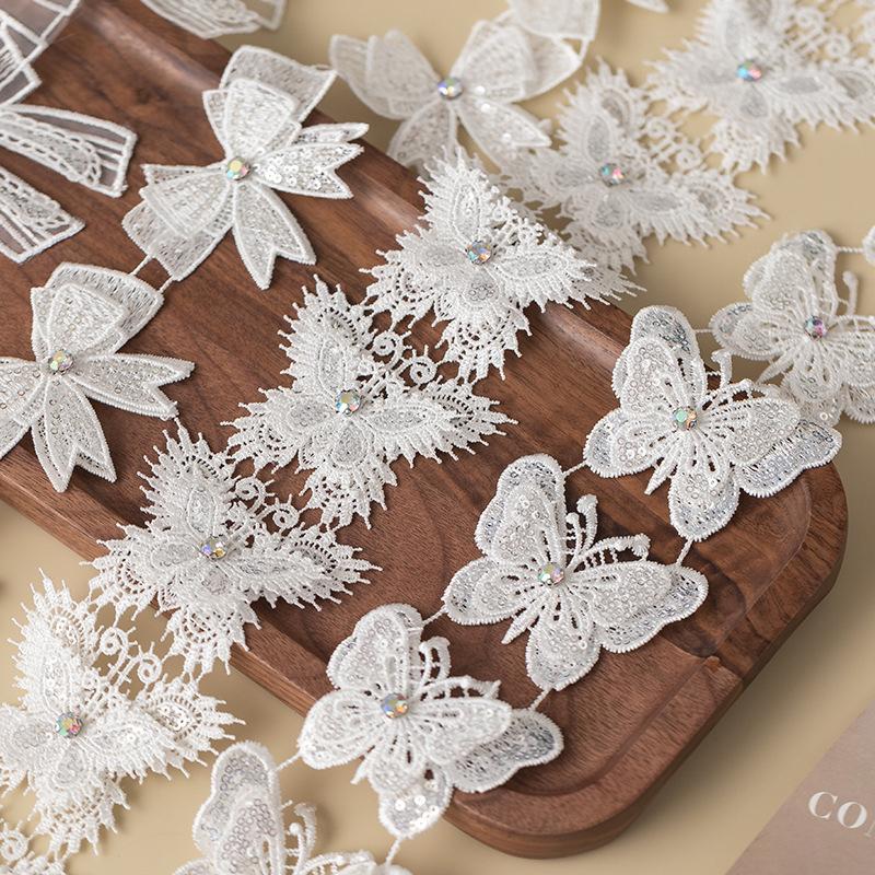 3D Butterfly Lace Trim Fabric  Sewing Accessories For Wedding Dress Clothing Diy Crafts Supplies Flower Decor Ribbon