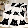 Cute cartoon black cat digitalprinted polyester Bedroom velvet flannel cover blanket Fleece soft sofa cover blankets for beds