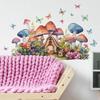Cartoon Hand-Painted Butterfly Mushroom House Wall Sticker for Bedroom Living Room Wall Decoration Self-Adhesive