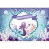 Mermaid Happy Birthday Backdrop Banner Background Kids Vinyl Decoration