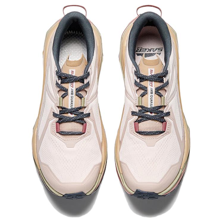 Anta Slip Resistant Abrasion Resistant Cushioning Low top Carbon Plate Trail Running Shoes Women's White Brown Sneakers 122515516A-2