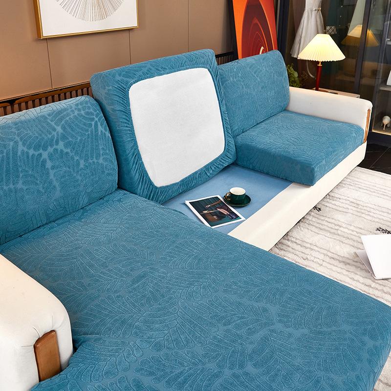 Elastický žakárový potah na pohovku Jednobarevný Zahuštěný rohový Kombinovaný potah na pohovku na ochranu potahu na nábytek v obývacím pokoji