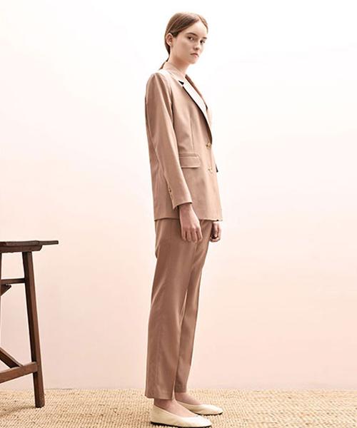 AVA MOLLI Ads-Ptd202-30 Aiden Tuck Pants (Pink Beige)