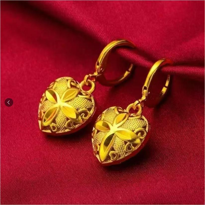 

Вьетнам Sa Gold Женские серьги-пусеты в виде маленьких сердец - Персиковый дизайн Natural