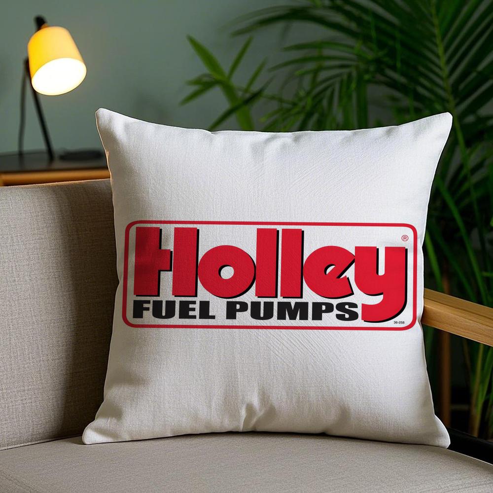 Logo H-Holley Cushion Cover Plush Fabric Soft Double-Sided Printed Invisible Zipper Sofa Pillow Case Home Decor