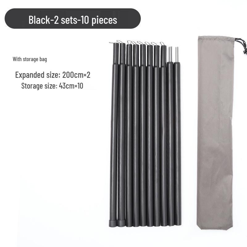 Adjustable 2-Meter Iron Outdoor Canopy Support Pole with 10 Sections and Spray-Painted Finish for Tent Vestibule Accessories.
