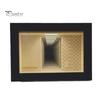 Double-layer Mirror Frame Wooden Backrooms Style Night Light, Infinite Effect Tabletop Lamp, Matte Black Solid Wood Photo Box Dustproof Ambient Light