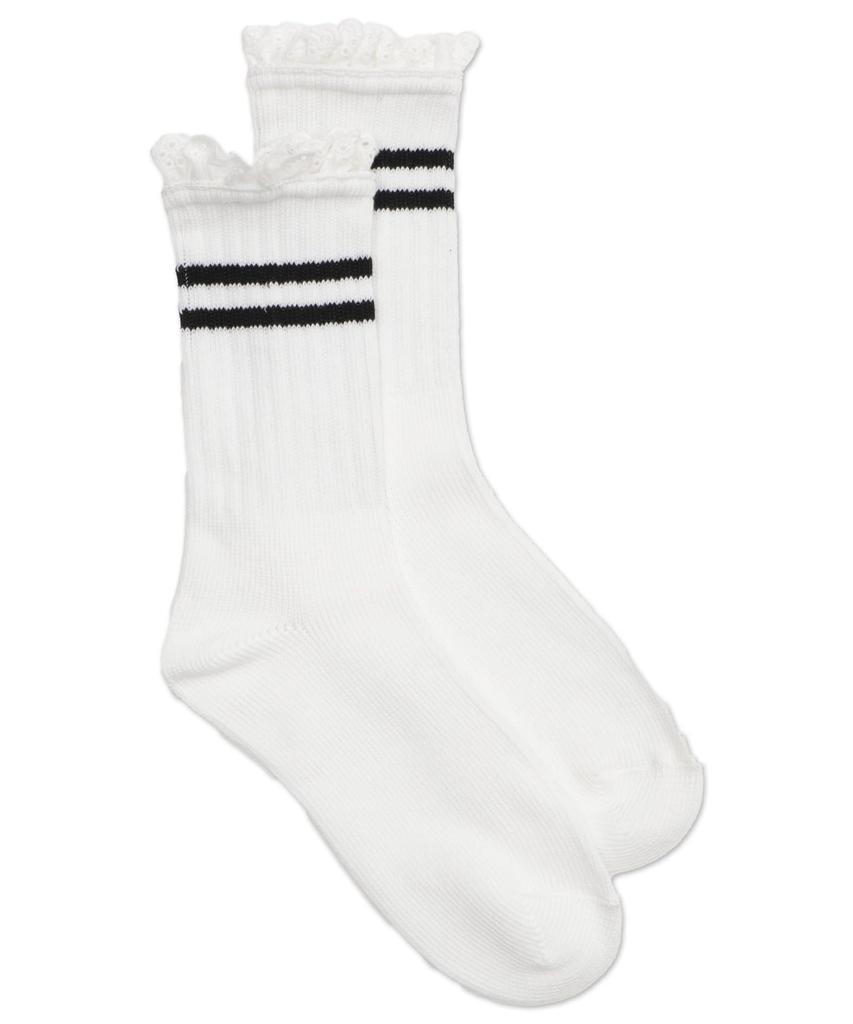 WEGO Lace Line School Sizes White Women's Socks, Gift, 23-25cm,