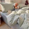 Korean Style Polka Dot Cotton Bedding Set - Student Dormitory A-Class, Skin-Friendly, 3-Piece