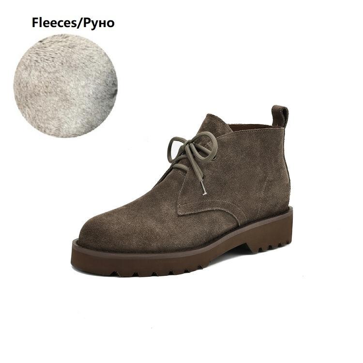 

Модные НОВЫЕ Осенние Женские Ботинки Кожаные Ботинки из Коровьей Замши для Женщин Круглый Носок Массивный Каблук Ботинки на Шнуровке Ботильоны Лаконичные Ботинки на Платформе 40