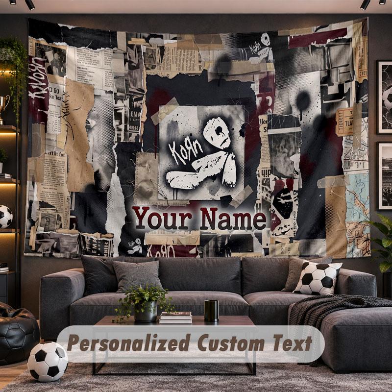 Wall Hanging Tapestry Custom NameKorn Pattern Personalized Printed Fabric Wall Decor