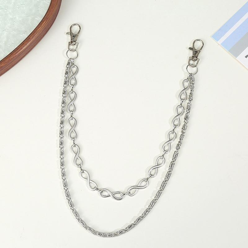 Trendy Blue Cracked Stone Bead Hip Hop Punk Style Keychains For Men Y2K Pants Chain Accesories