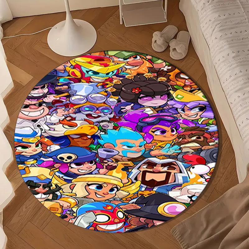 Game Brawl Adventure Heroes Round Rug for Livingroom,Bedroom, Palyroom, Chair Rug, Area Rug, Circle Carpet, Large Size Fan Christmas Gift
