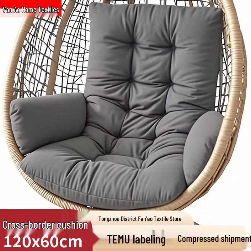 Thickened Waterproof Outdoor Hanging Basket Seat Cushion for Armchair, Recliner, Rocking Chair, or Swing with Backrest