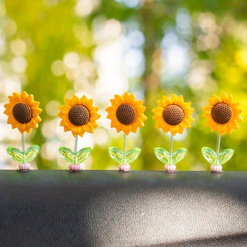 

10 шт. Украшения для автомобиля в виде милого подсолнуха с качающейся головой на центральную консоль 10pcs жёлтый
