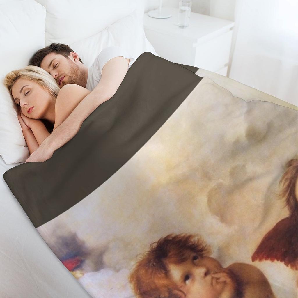 Raffaello - Madona Sistina Angels Throw Blanket Picnic Blankets For Sofas Retros Furry Blankets