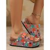Cork Sandals 2025 Summer New Plus-size Rhinestone Belt Buckle for Women Wearing Platform Slippers
