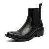 Neue spitze Plateau-Chelsea-Boots Retro-Zaubererstiefel Herren-Martinstiefel 66629-J
