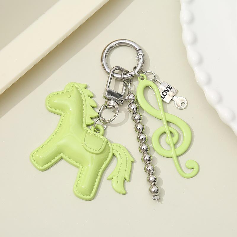 Cute Colorful Pony Musical Note Bead Pendant Keychain Creative Horses Baked Paint Alloy Backpack Decoration Pendant Accessories