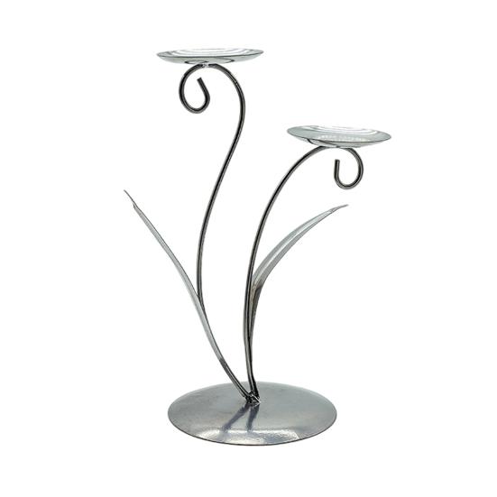 Iron Tulip Candle Holder Decoration 3-Arm Flower Candlestick Home Office Living