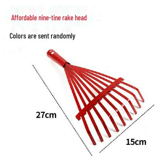 Garden Rake with Long Wooden Handle for Lawn and Leaves