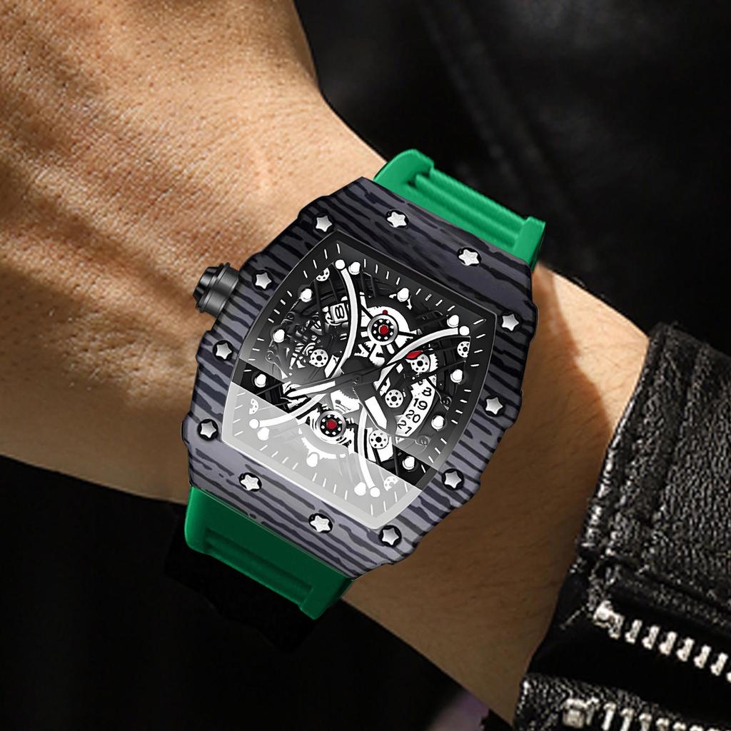 Binbang Men's Silicone Barrel Luminous Fashion Sports Watch