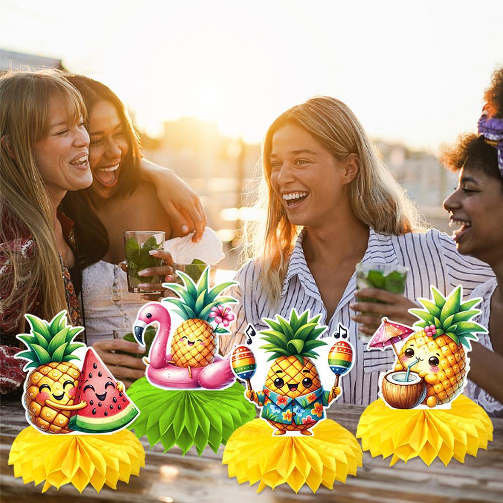 Themed Paper Pineapple Honeycomb Shaped Party Event Desktop Ornament Decor